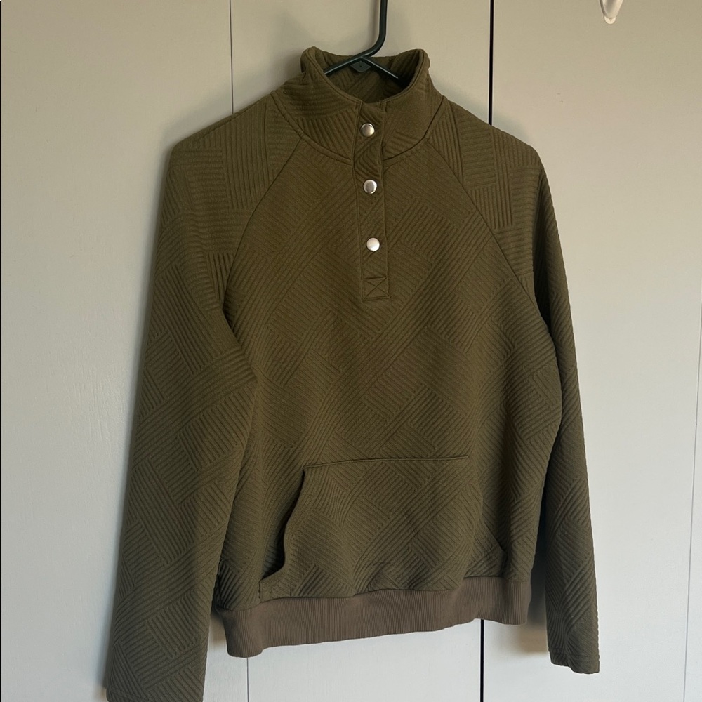 Olive Green Women's Quilted Sweatshirt